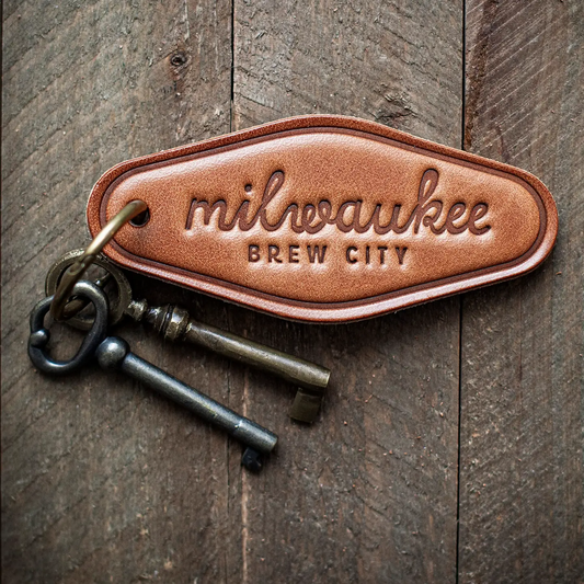 Milwaukee Brew City Leather Keychain