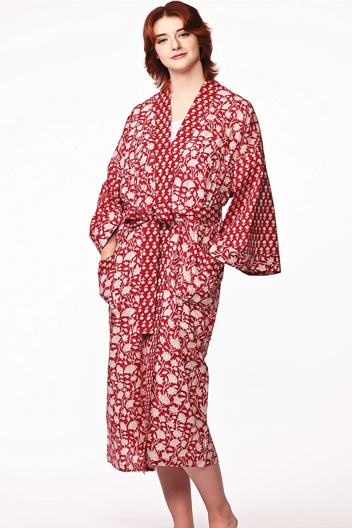 Kimono Robe - Red & White