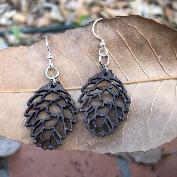 Wood Earrings - Pine Cones