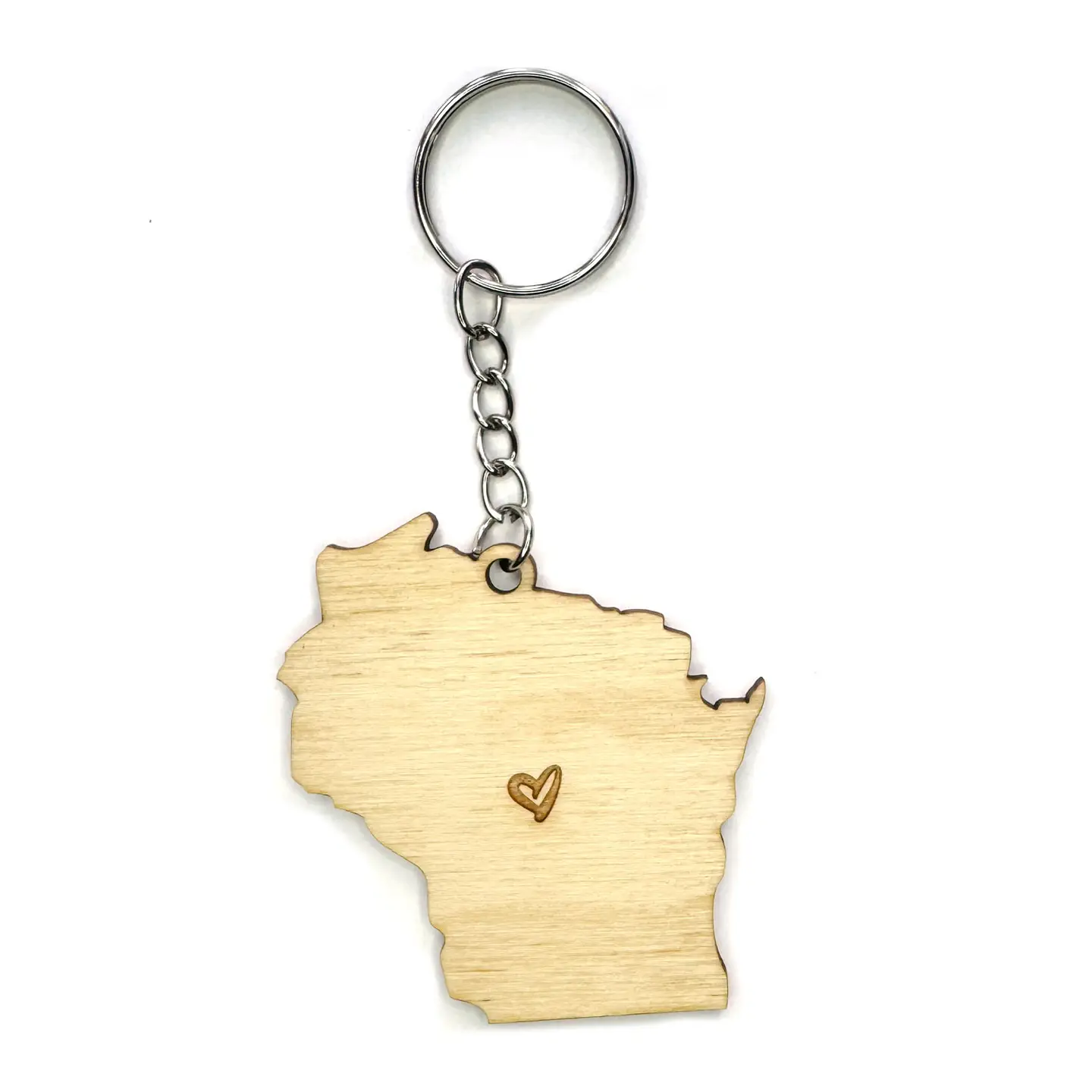 Wooden Wisconsin Keychain