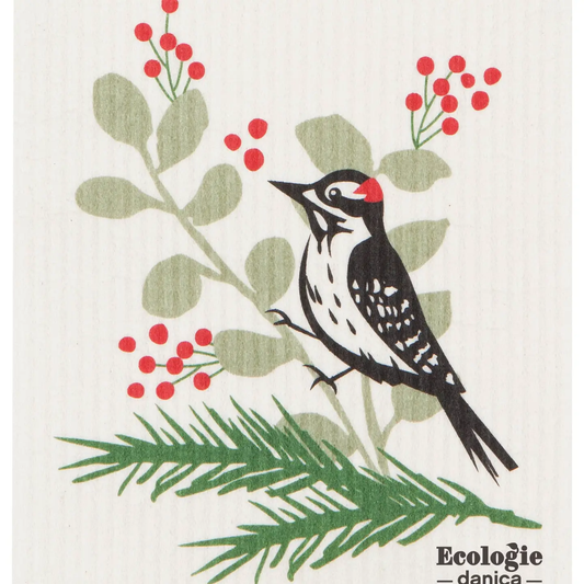 Forest Woodpecker Swedish Dishcloth