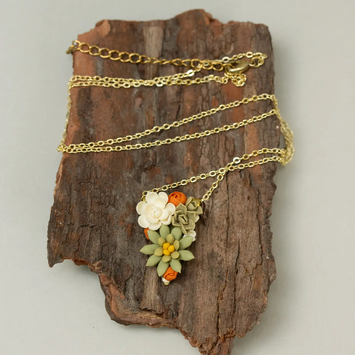 Handcrafted Succulent Necklace, Green Floral Jewelry