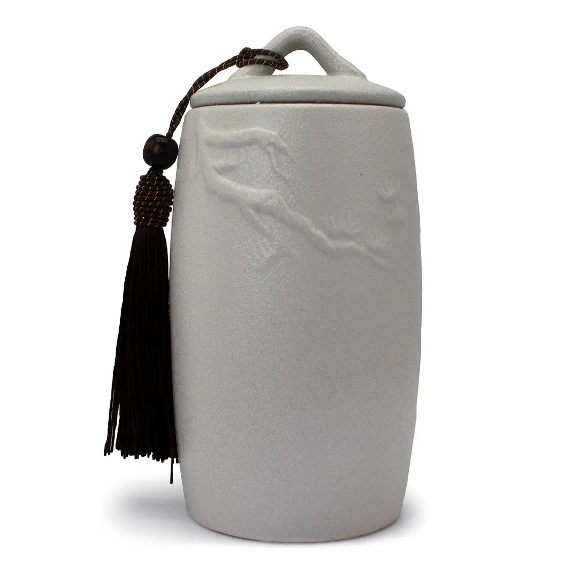 Embossed Tea Canister White