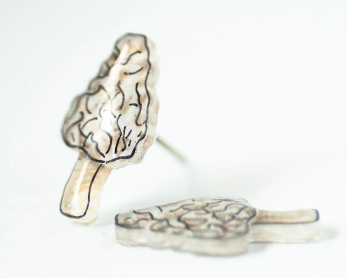 Morel Mushroom Stud Earrings