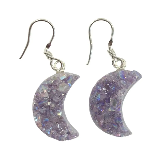 Pearl Druzy Moon Earrings