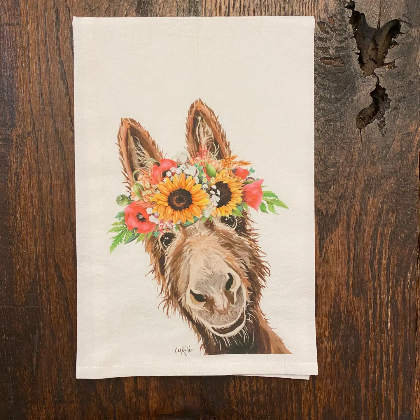 Sunflower Donkey Tea Towel