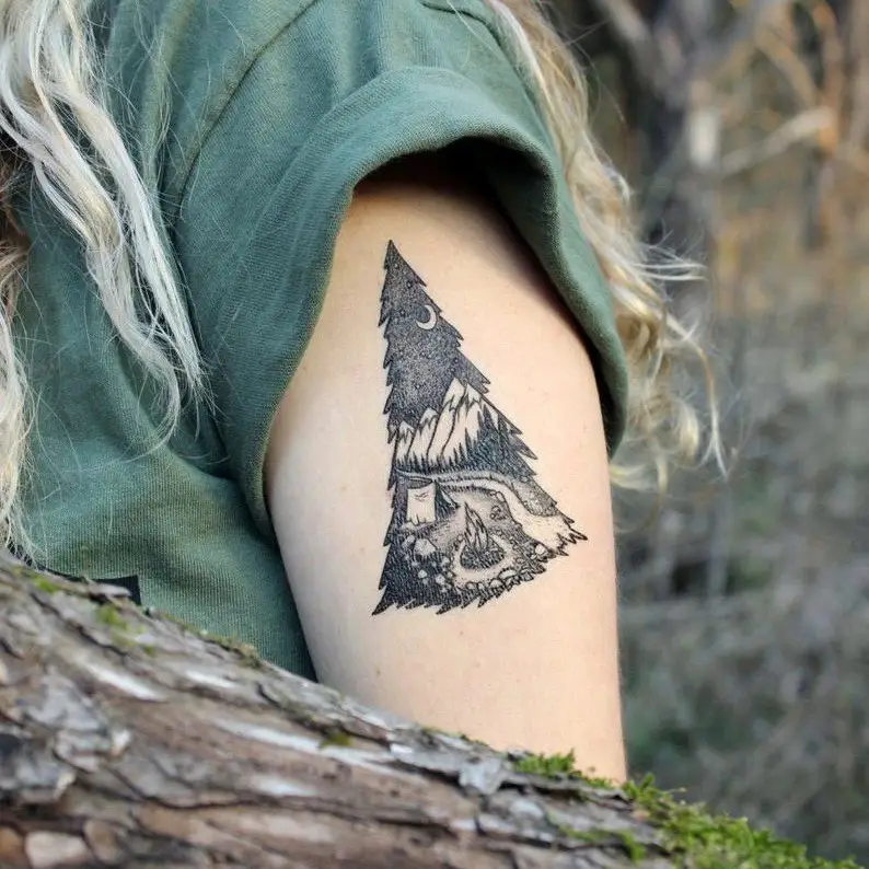 Mountain Camping Temp Tattoo