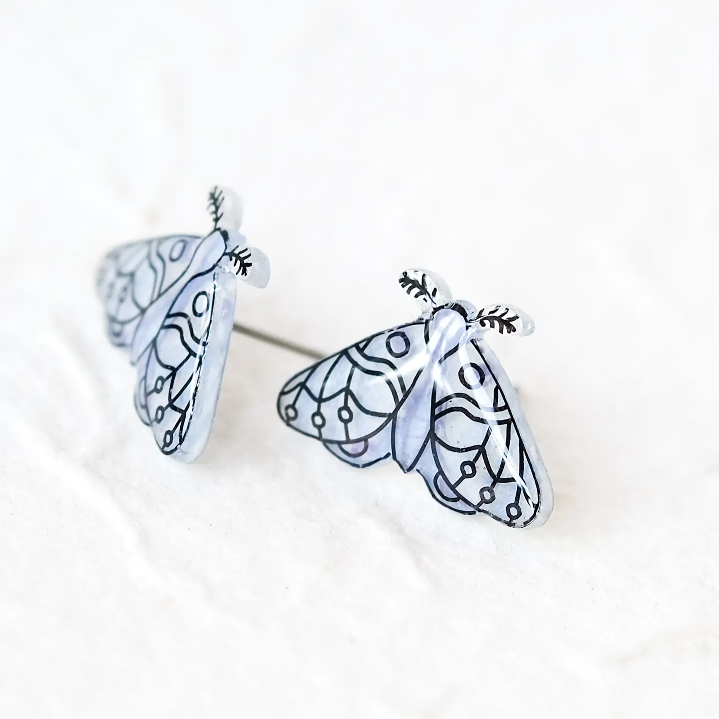 Winter White Moth Stud Earrings