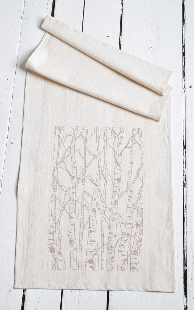 Organic Cotton Birch Trees Tea Towel