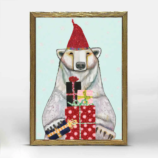 Holiday - Polar Bear  Embellished Mini Canvas