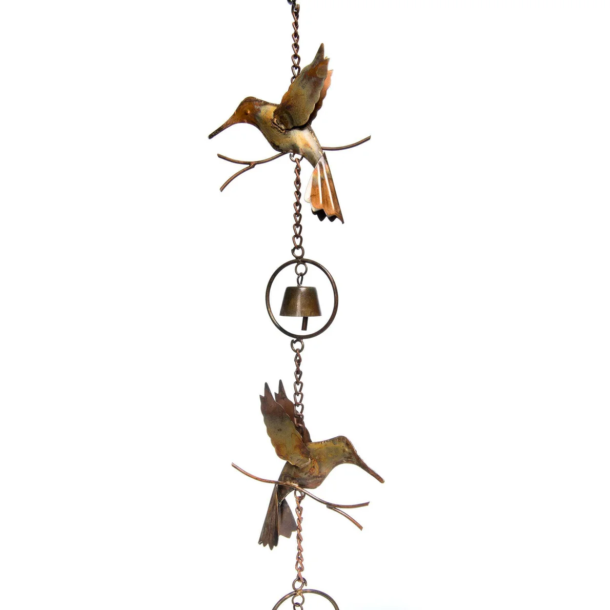 Flamed Hummingbirds & Bells Rain Chain