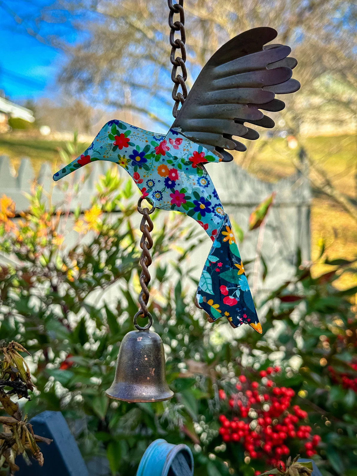 Multicolor Floral Hummingbird Ornament