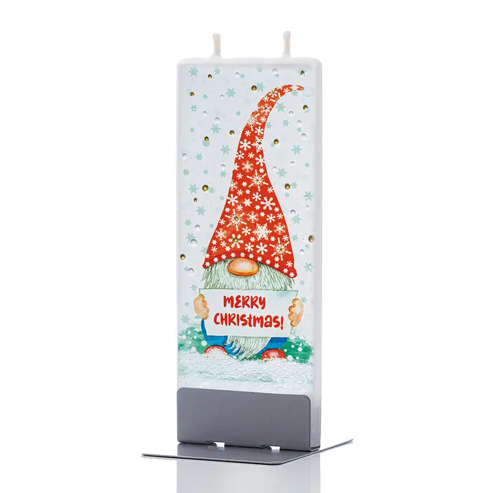 Flat Candle Merry Christmas Garden Gnome