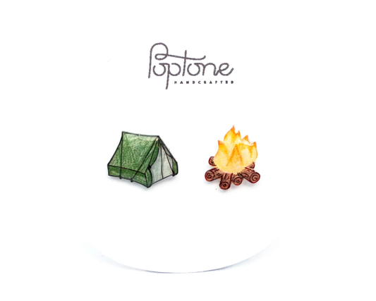 Tent + Campfire Stud Earrings