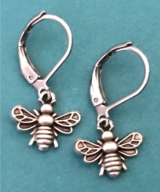 Silver Tiny Bee Earrings