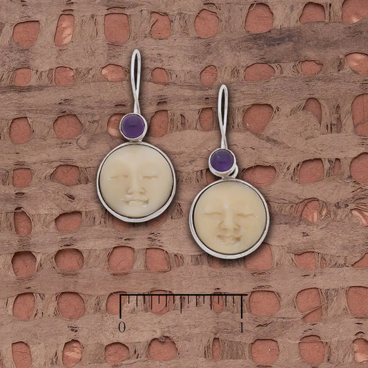 Tagua Sun Amethyst Earrings