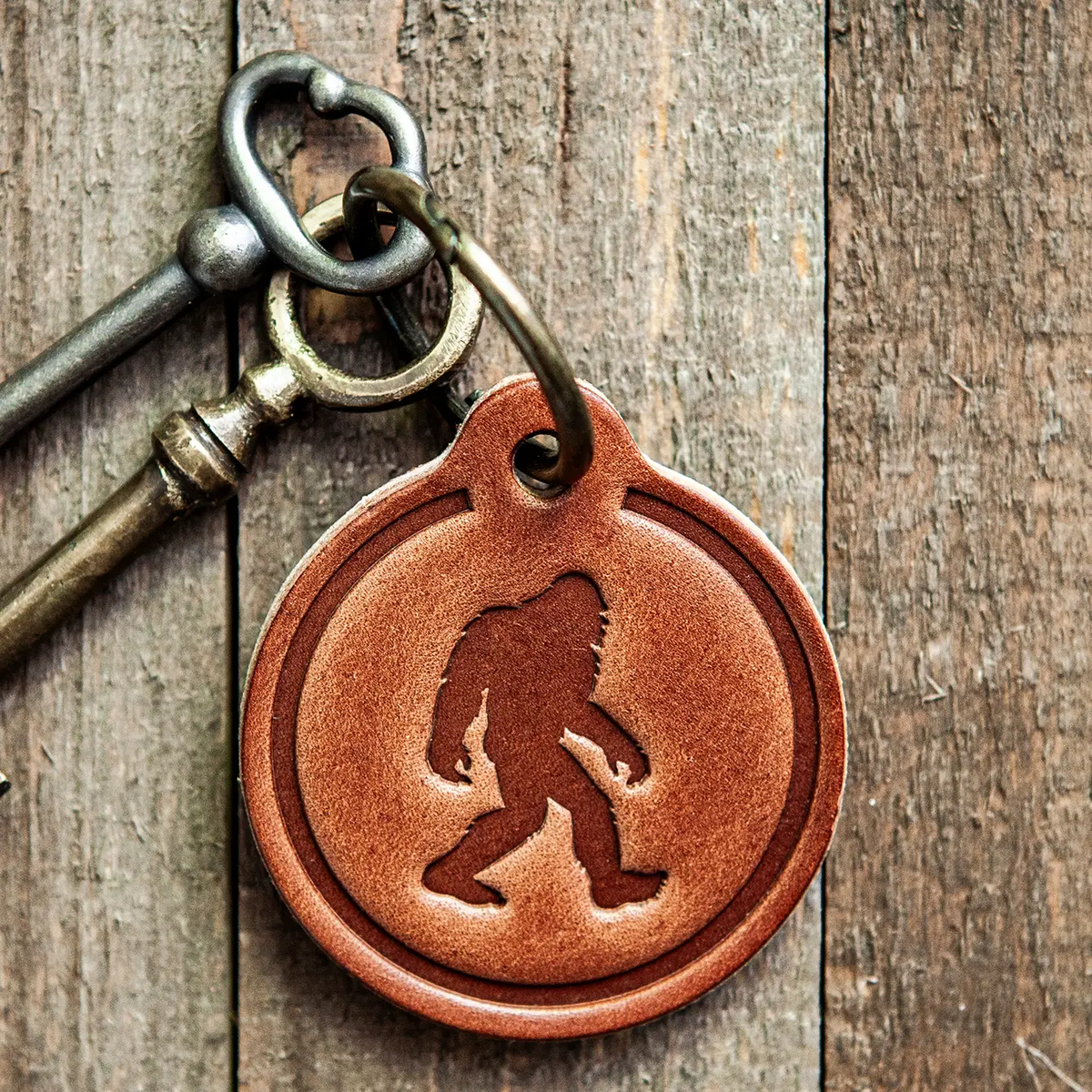 Bigfoot Leather Keychain