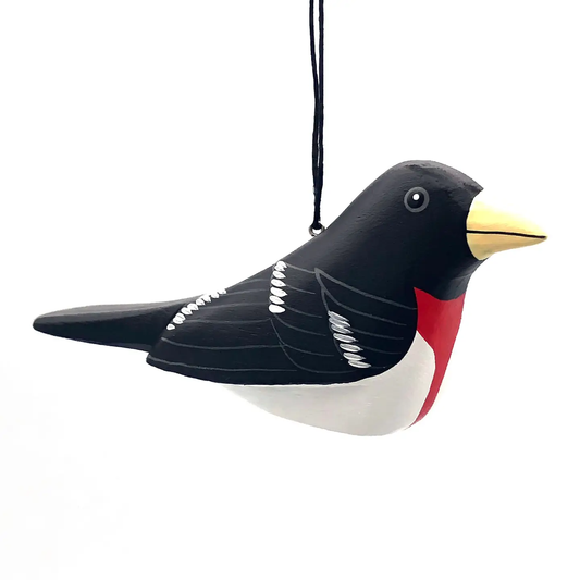 Rose Breasted Grosbeak Balsa Wood Ornament