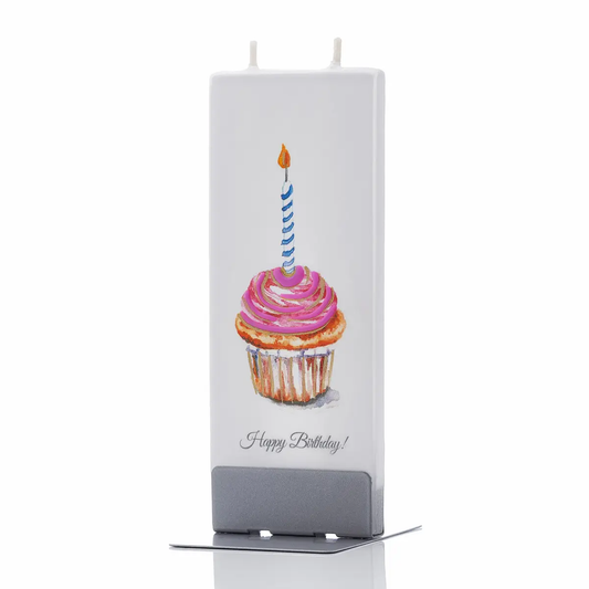 Flat Candle Happy Birthday Cupcake