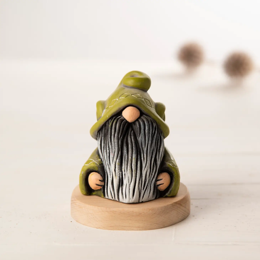 Gnome Dwarf Incense Holder Green