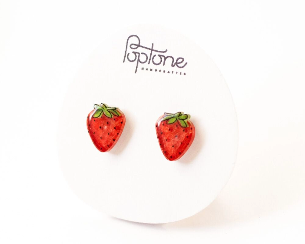 Strawberry Fruit Stud Earrings