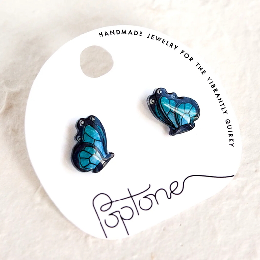 Blue Butterfly Stud Earrings