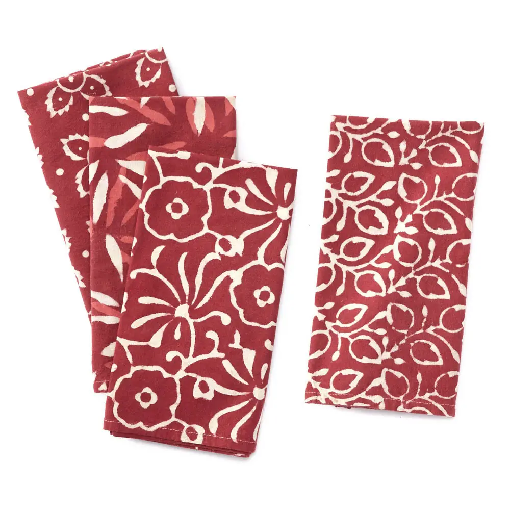 Henna Dabu Block Printed Napkins set/4