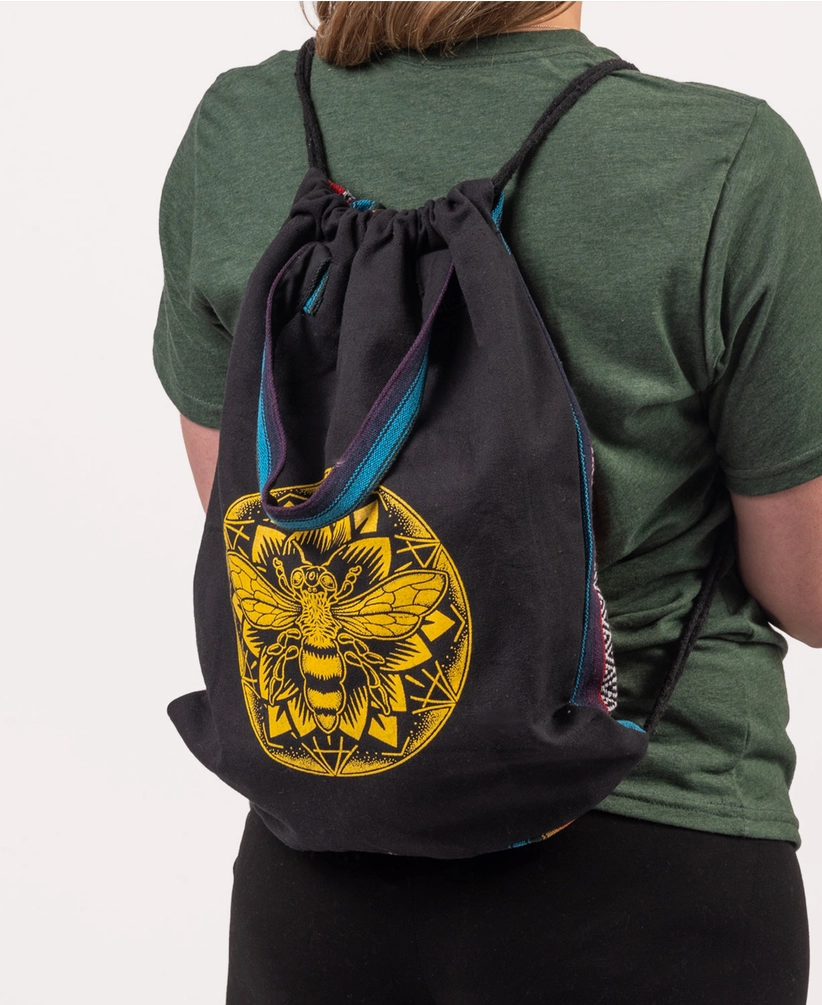 Bee Mandala Cinch Backpack