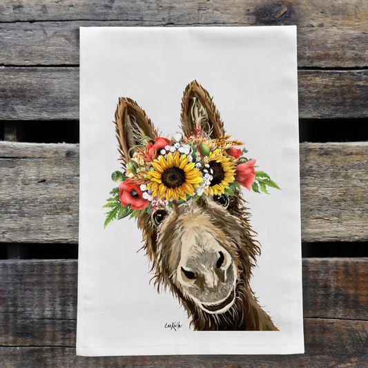 Sunflower Donkey Tea Towel