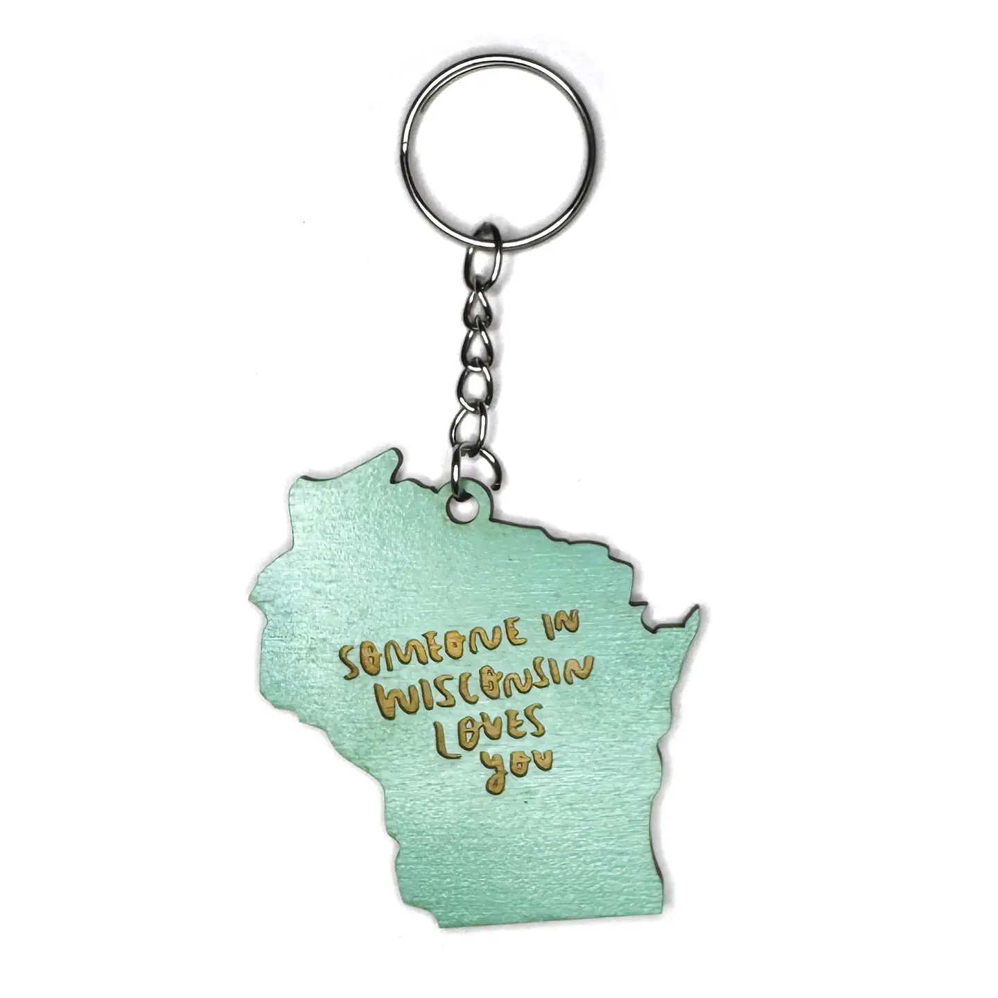 Wooden Wisconsin Keychain