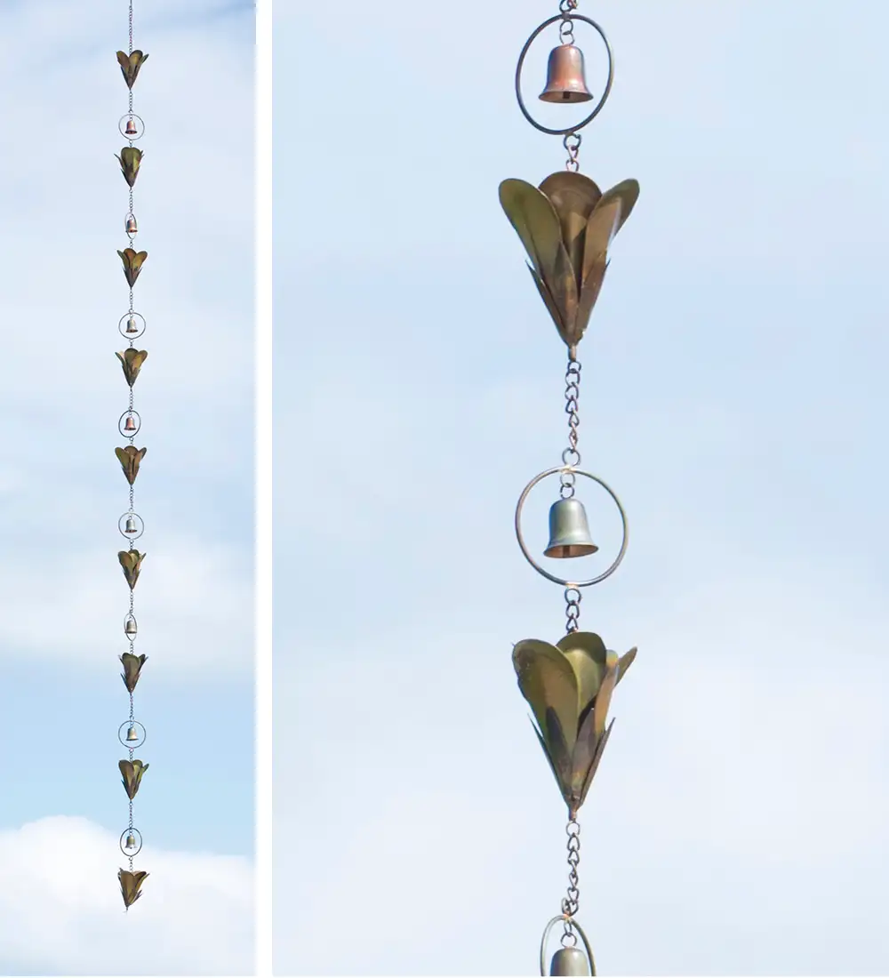 Flamed Lily Flower Rain Chain