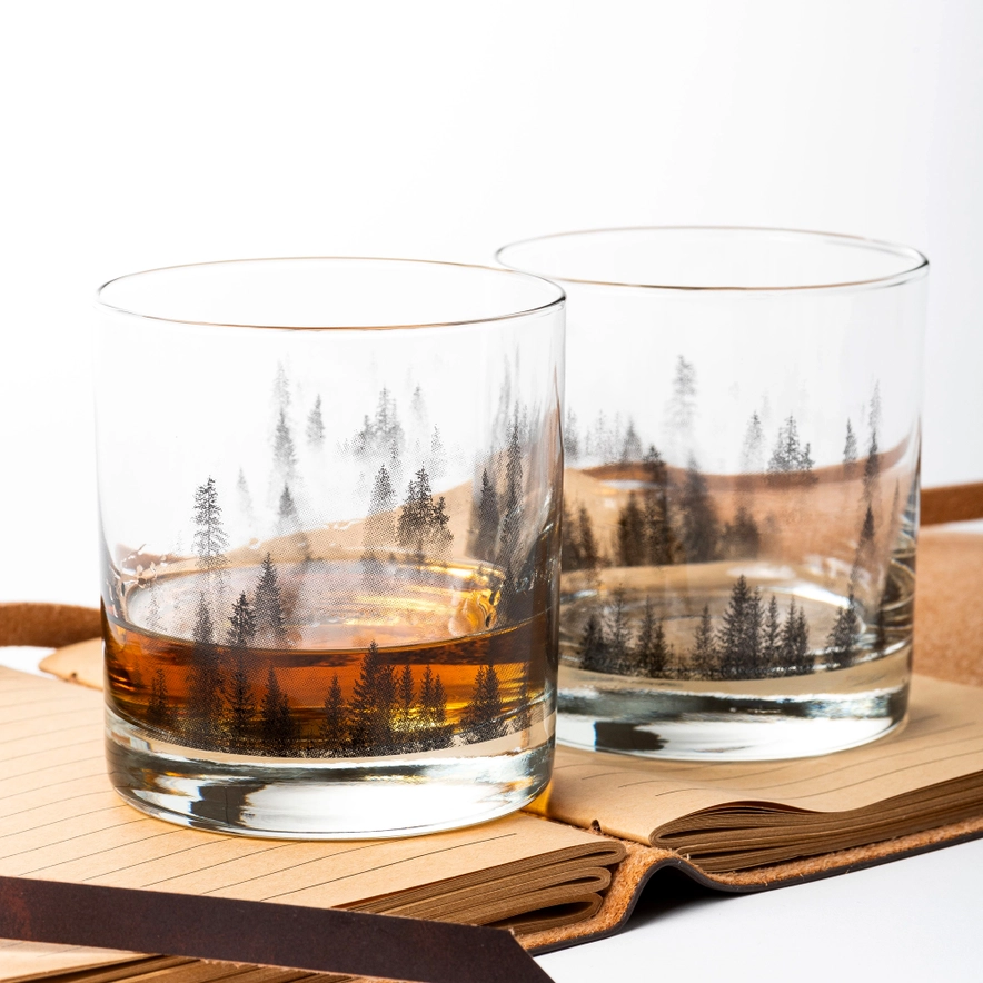 Forest and Clouds Whiskey Glass