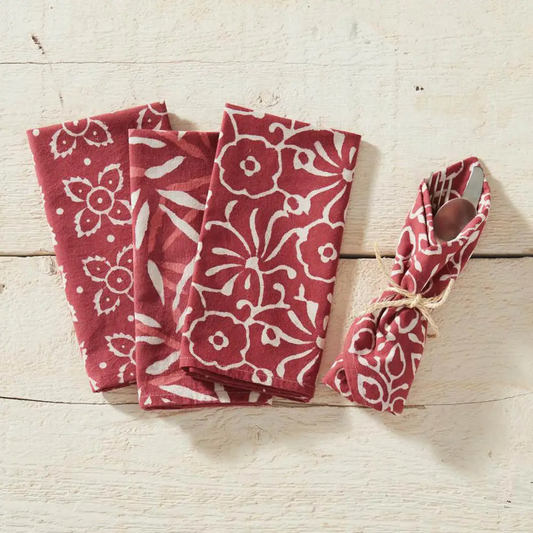Henna Dabu Block Printed Napkins set/4