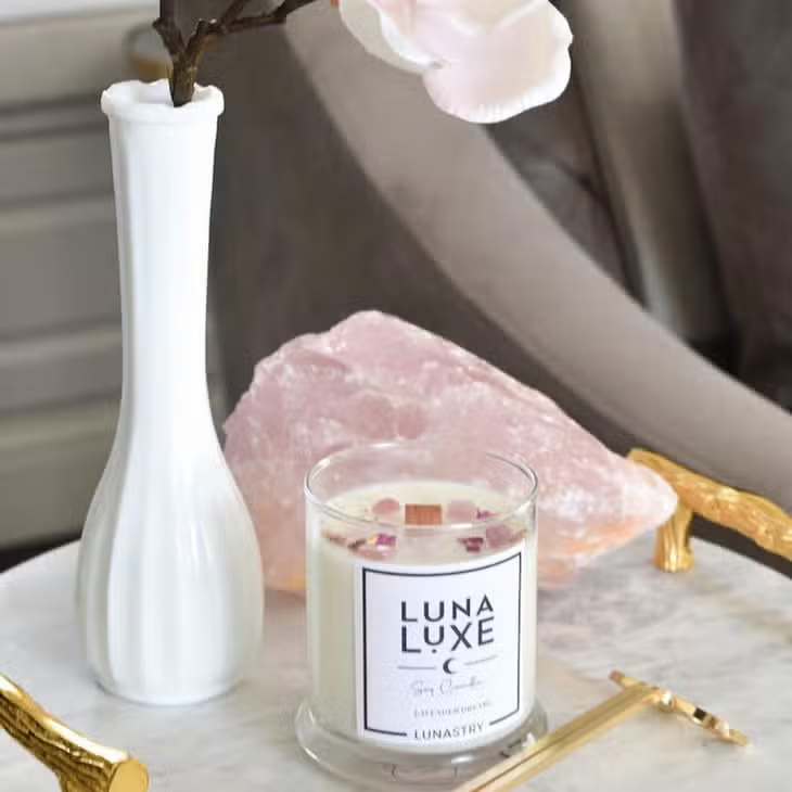 Rose Quartz Luxe Crystal Candle