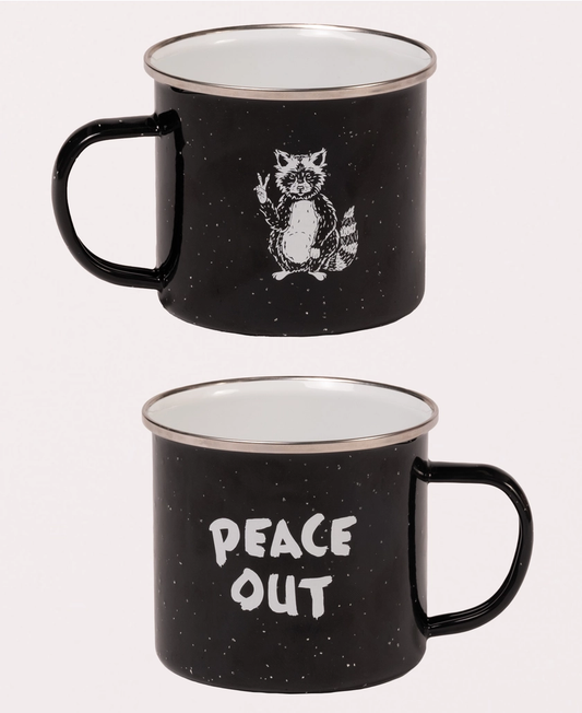 Peace Out Raccoon Enamel  Mug