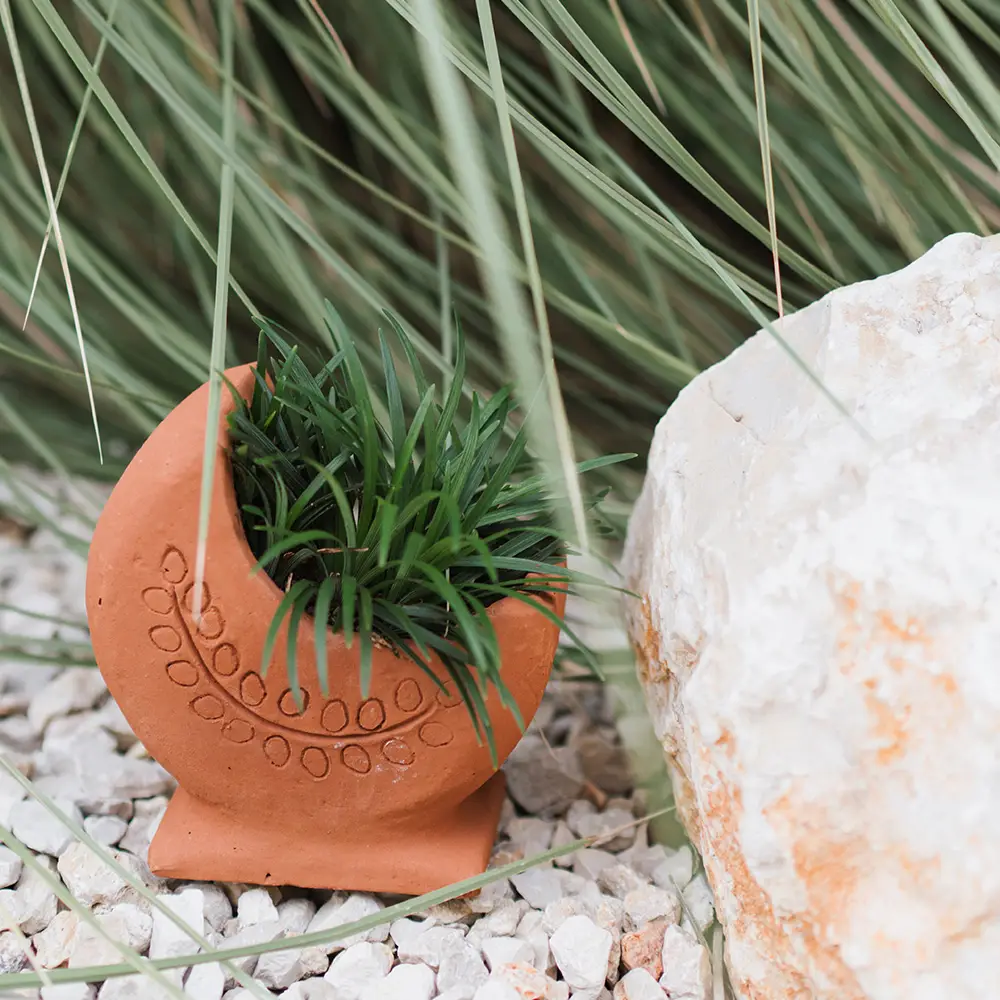 Rakshana Crescent Moon Plant Pot Terracotta