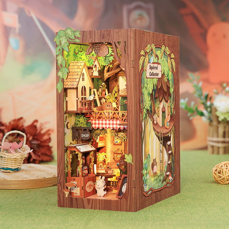 DIY Miniature Book Nook Kit: Squirrel Collector