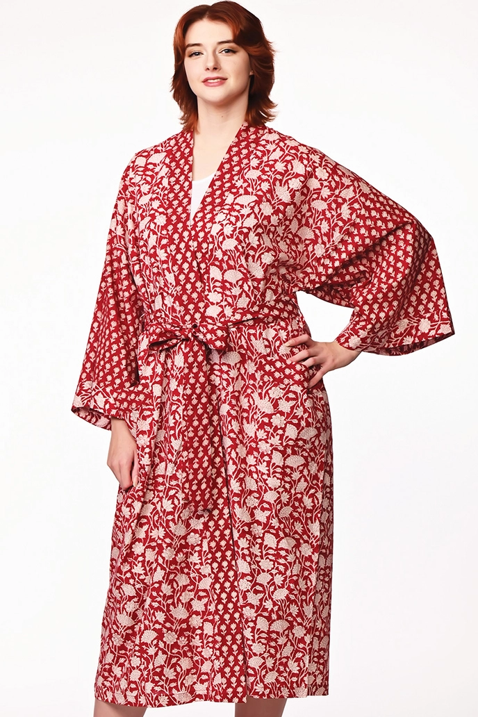 Kimono Robe - Red & White