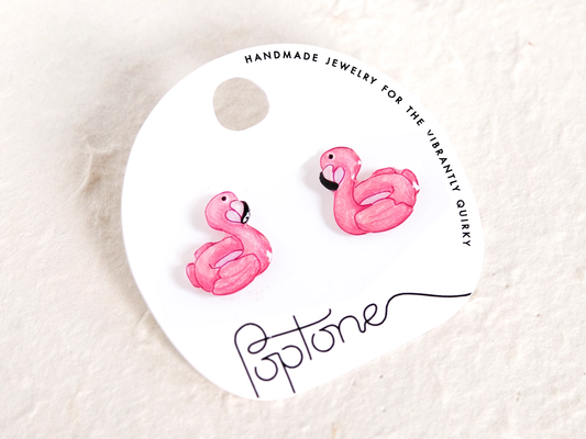 Pink Flamingo Stud Earrings