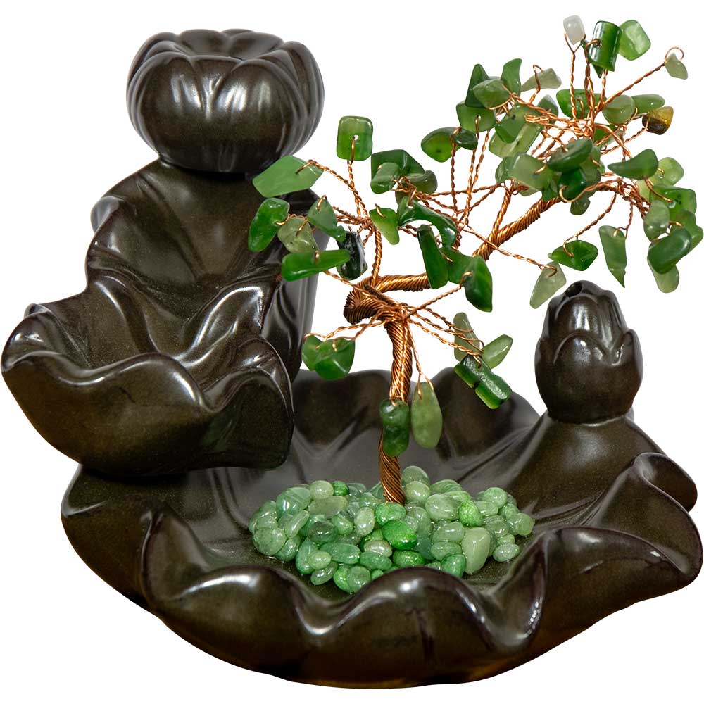 Backflow Incense Burner - Nephrite Jade Gem Tree