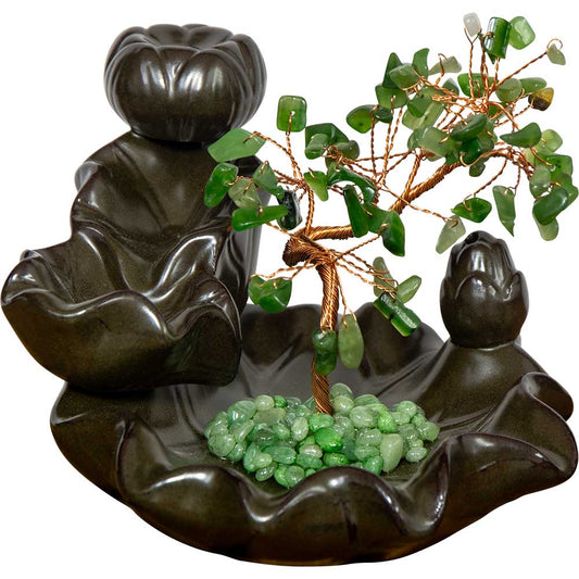 Backflow Incense Burner - Nephrite Jade Gem Tree