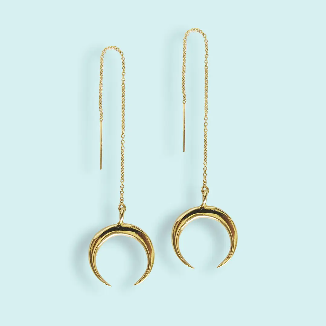 Crescent Moon Ear Threader Earrings