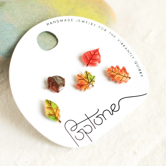 Mini Fall Leaf Stud Earrings Mix + Match Set