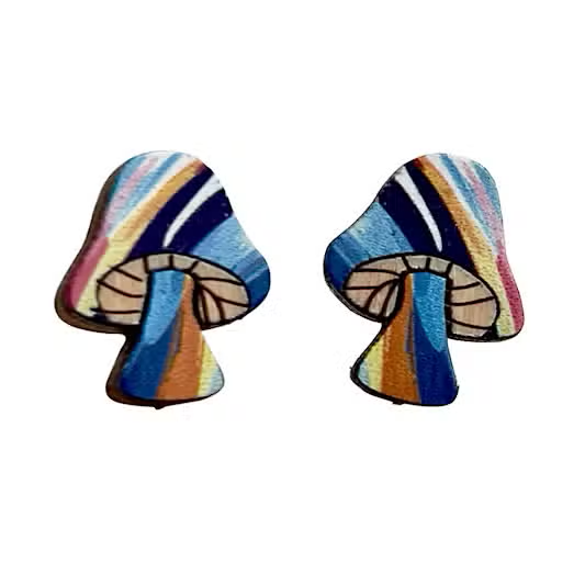 Psychedelic Stud Mushroom Earrings