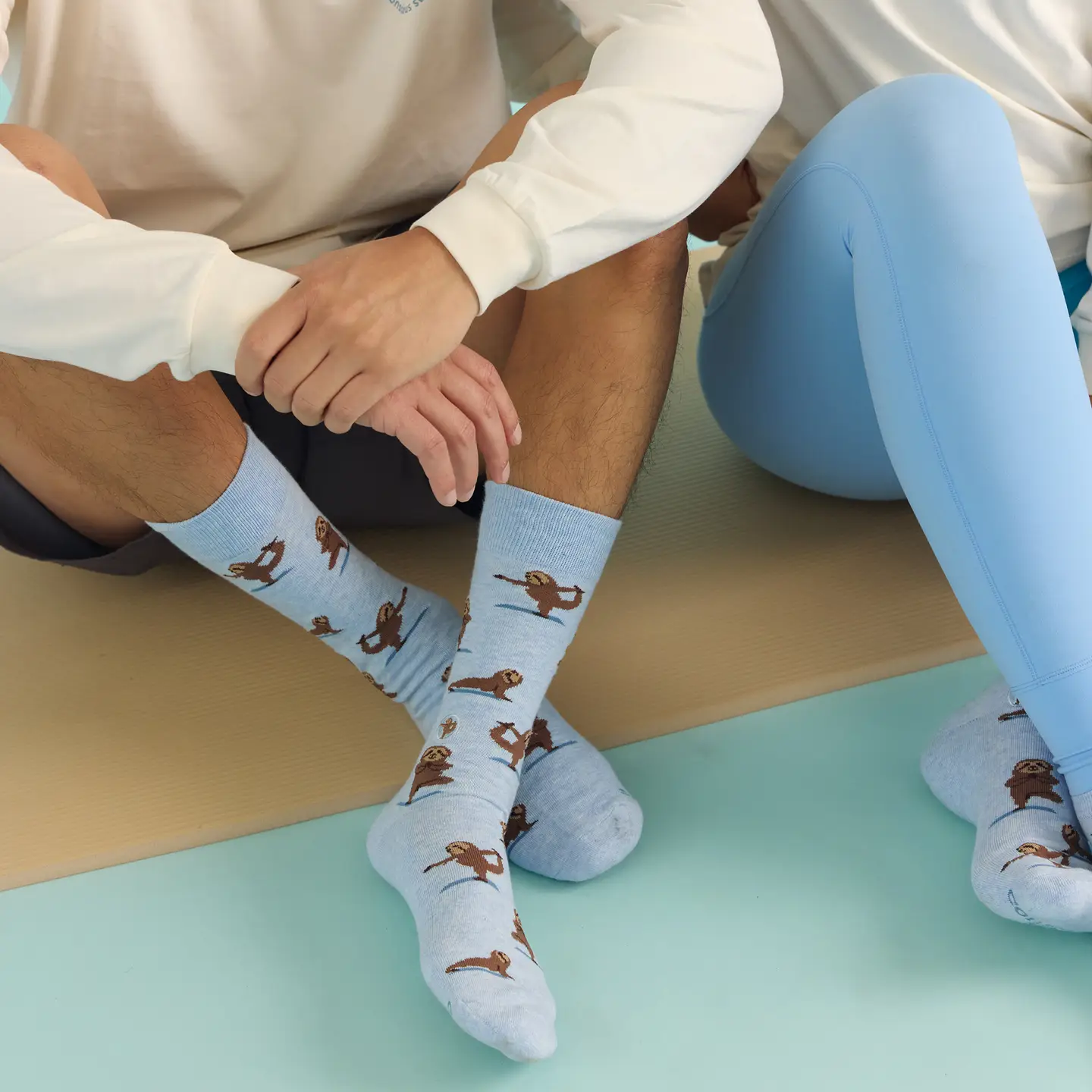 Ankle Socks Support Mental Health Blue Meditating Sloth