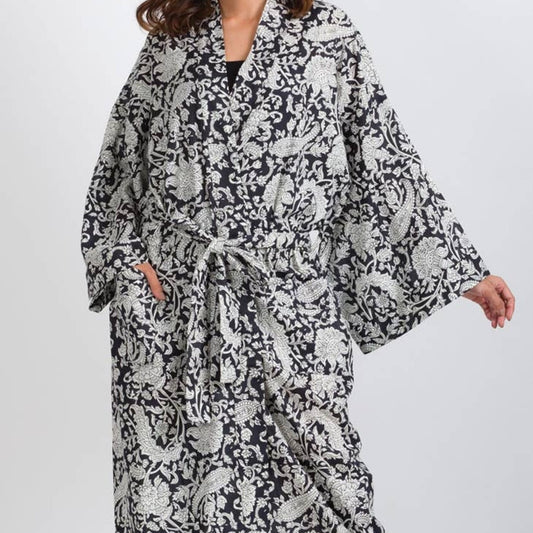 Kimono Robe - BW Paisley