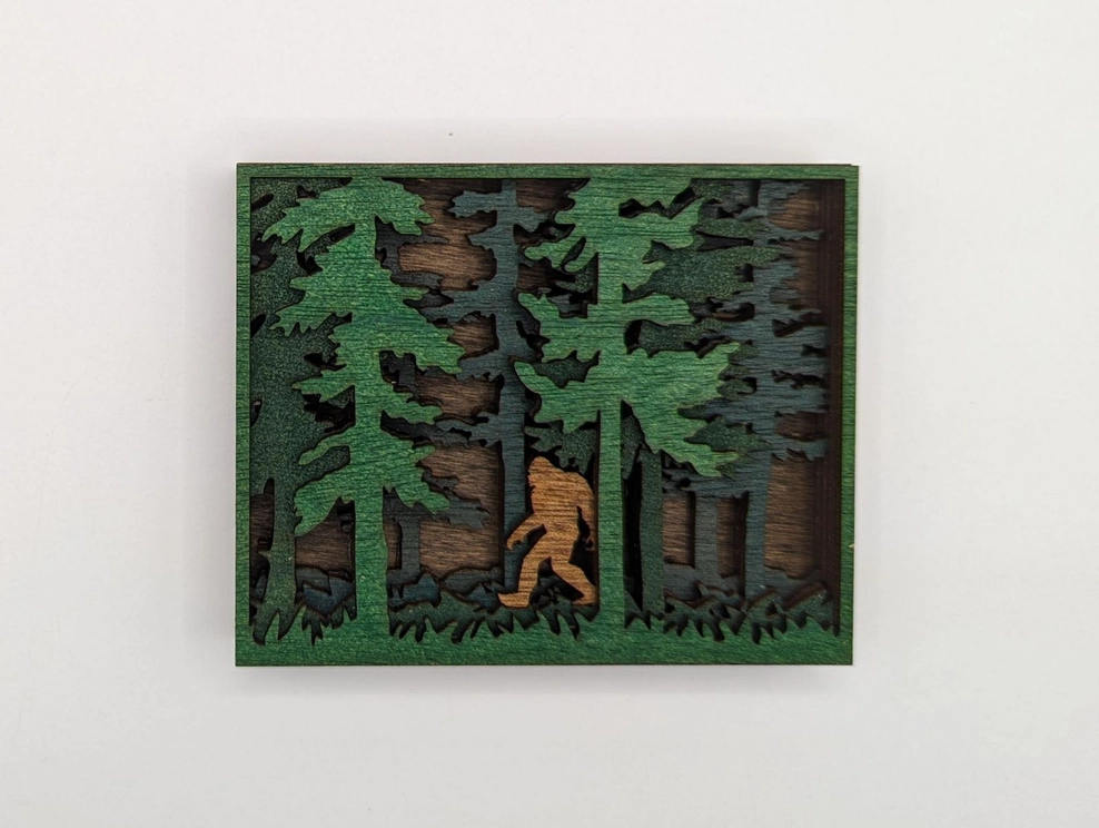 Layered Sasquatch Art Magnet