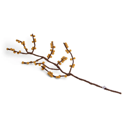 Everlasting Felted Flowers Branch with Yellow Berries