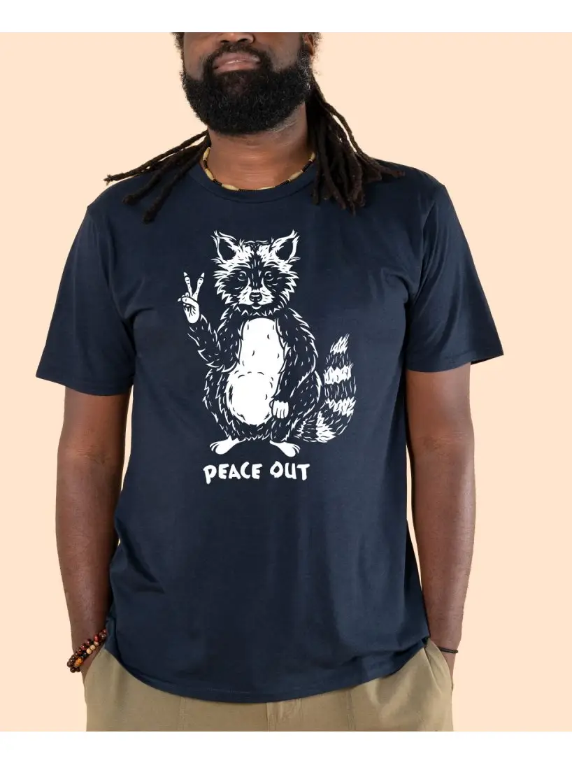 Peace Out Raccoon Organic T-Shirt