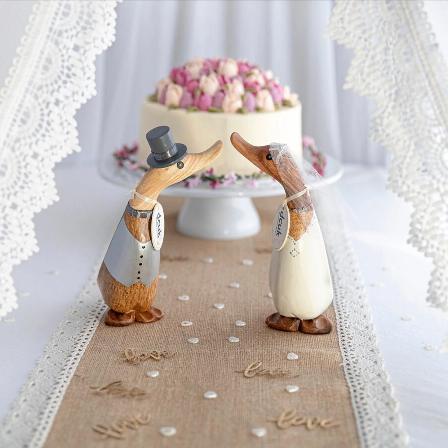 Bride & Groom Wooden Ducklings Set